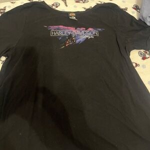 Vintage Harley Davidson Shirt Womens 2XL Biker Tee Palm Springs CA Black Y2K